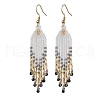 304 Stainless Steel Seed Bead Glass Tassel Dangle Earrings EJEW-MZ00432-03-2