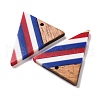 Independence Day Opaque Striped Resin & Walnut Wood Pendants RESI-U010-02P-2