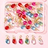 40Pcs 5 Colors Transparent Glass Charms PALLOY-FS00023-6