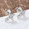 925 Sterling Silver Clear Cubic Zirconia Stud Earrings EJEW-Q032-01B-P-3