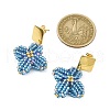 304 Stainless Steel Star Glass Seed Beaded Dangle Stud Earrings EJEW-MZ00332-02-4