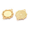 304 Stainless Steel Flat Round with Flower Connector Cabochon Settings STAS-N114-03G-2