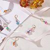  8Pcs Handmade Polymer Clay Round with Flower Pattern Dangle Leverback Earrings HJEW-NB0001-38-3
