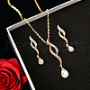 Teardrop Alloy with Rhinestone Pendant Necklace & Stud Dangle Earring FS-WGF5802-02-1