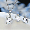 Tortoise Alloy Rhinestone & Glass Pendant Necklaces & Stud Earrings Sets FS-WG4B54D-01-1