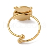 Ion Plating(IP) 304 Stainless Steel Flat Round with Star Open Cuff Rings for Women RJEW-M167-02G-3