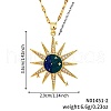 Brass Shiny Clear Cubic Zirconia & Blue Enamel Pendant Necklaces for Women JZ5405-2-4