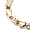 Rack Plating Iron Heart & Square Link Chains Bracelet with Cubic Zirconia BJEW-I300-02G-3
