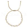Minimalist Brass & Potato Imitation Pearl Braided Beaded Adjustable Bracelets Handmade with Precision FA7556-5