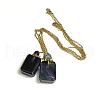 Natural Fluorite Openable Perfume Bottle Pendant Necklaces G-K295-B-G-2