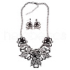 Flower Alloy Crystal Rhinestone Pendant Necklace & Stud Dangle Earrings Sets FS-WG71CED-01-2