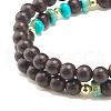 2Pcs 2 Style Natural Wood & Imperial Jasper Beaded Stretch Bracelets Set BJEW-JB07824-6