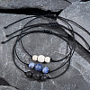 3Pcs Retro Natural Lapiz Lazuli & Lava Rock & White Jade Braided Bead Bracelet Set for men GS8935-2