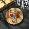 Halloween Skeleton Hand Alloy & Synthetic Coral Flower Pendants Kilt Pins JEWB-BR00169-4