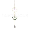 Natural Green Aventurin Chip Beaded Hanging Suncatchers HJEW-TA00289-1