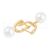 Rack Plating Brass Clear Cubic Zirconia ABS Pearl Earrings EJEW-S219-15G-07-2