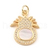 Brass Cubic Zirconia with Shell Pendants KK-K342-18G-1