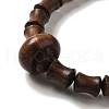 Black Wood Bamboo Joint Beaded Stretch Bracelet BJEW-B080-13B-3