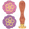 Brass Wax Seal Stamps with Rosewood Handle AJEW-WH0412-0085-1