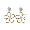 Flower Alloy Plastic Imitation Pearl Dangle Stud Earrings FS-WG6080C-01-5