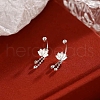 999 Fine Silver Flower Ear Plug Gauges EJEW-P296-09S-4