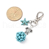 Starfish & Round Synthetic Turquoise Pendant Decorations HJEW-JM03276-01-3