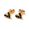 Ion Plating(IP) Heart 304 Stainless Steel Rhinestone Stud Earrings EJEW-A081-15G-2