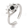 Natural Dyed & Heated Black Agate Finger Rings RJEW-F166-56P-1