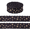 5 Yards Polyester 3D Star Gold Stamping Ribbon OCOR-TAC0023-14E-3