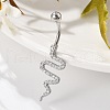 Alloy Rhinestone Snake Curved Barbell Belly Rings AJEW-R007-03P-04-3