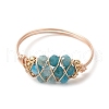 Natural Apatite Beads with Solid Round Brass Beads and Eco-Friendly Copper Wire Rings RJEW-TA00184-03-2
