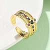 Brass Micro Pave Cubic Zirconia Adjustable Cuff Rings RJEW-V009-01G-1