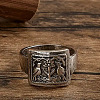 Rectangle with Bird & Flower Pattern Alloy Finger Rings FS-WGF2270-02-3