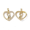 Brass Clear & Green Cubic Zirconia Pendants KK-E068-VA168-2-1