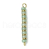 Natural Green Aventurine & Electroplated Synthetic Non-magnetic Hematite Heishi Connector Charms PALLOY-JF03291-02-1