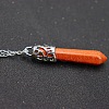 Synthetic Goldstone Faceted Bullet Point Pendant Necklaces FS-WG32EE9-03-1