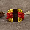 Ethnic Style Cross Wood Round Beaded Stretch Bracelets for Men Women FS-WG3B194-04-1