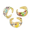 Mask Brass Enamel Cuff Rings RJEW-L113-039G-4