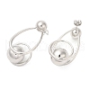 Brass Teardrop with Ball Dangle Stud Earrings for Women EJEW-D065-06P-2