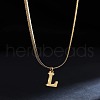 316 Surgical Stainless Steel Initial Pendant Flat Snake Chain Necklaces for Women WGC1053-12-1
