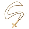 304 Stainless Steel Upside Down Cross Pendant Box Chain Necklaces NJEW-NH0001-07G-3