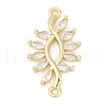Brass Clear Cubic Zirconia Connector Charms KK-Z094-06G-04-1