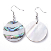 White Shell & Abalone Shell/Paua Shell Dangle Earrings EJEW-K081-03L-2