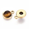 Natural Tiger Eye Half Round Charms STAS-N109-213E-G-2
