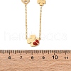 304 Stainless Steel FireBrick Enamel Ladybug Clover Link Chain Necklaces NJEW-R026-11G-5