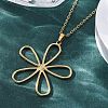 Hollow Flower 304 Stainless Steel Pendant Necklaces NJEW-M096-25G-5