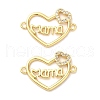 Mother's Day Brass Micro Pave Cubic Zirconia Heart with Word Mama Connector Charms KK-M324-01D-G-1