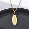 Oval with Pine Tree 304 Stainless Steel Pendant Necklaces NJEW-H059-24G-2