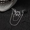 Halloween Skull Bat Alloy Enamel Hanging Chain Brooch with Double Chains PW-WGF646C-01-2