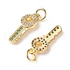 Brass Micro Pave Green & Clear Cubic Zirconia Pendants ZIRC-P094-02G-RS-3